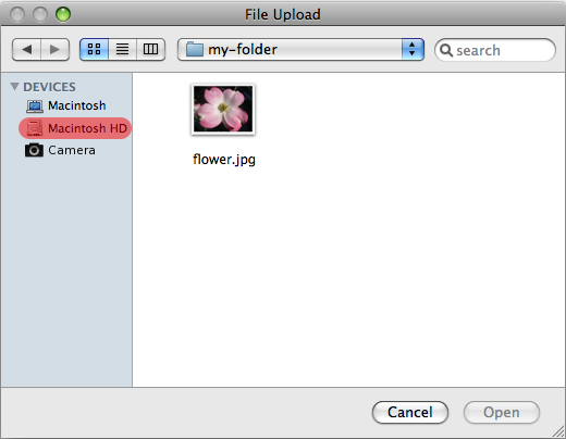 A File picker control in the File Upload state.