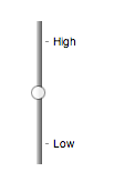 A vertical slider control with two tick marks, one near the top labeled 'High', and one near the bottom labeled 'Low'.