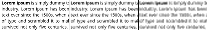 Lost text intelligibility when downscaling.