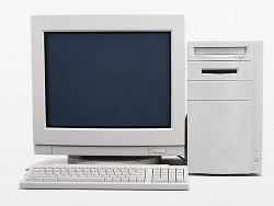 You get: a white desktop computer with matching keyboard and monitor.