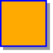 A square-cornered box with a light gray shadow the same shape
                    as the border box offset 10px to the right and 10px down
                    from directly underneath the box.