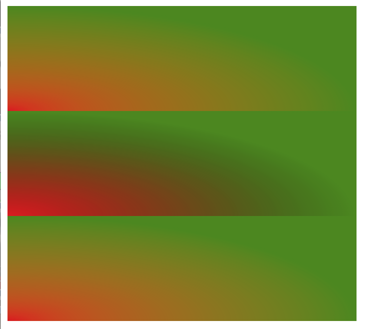 red to green gradient in three colorspaces