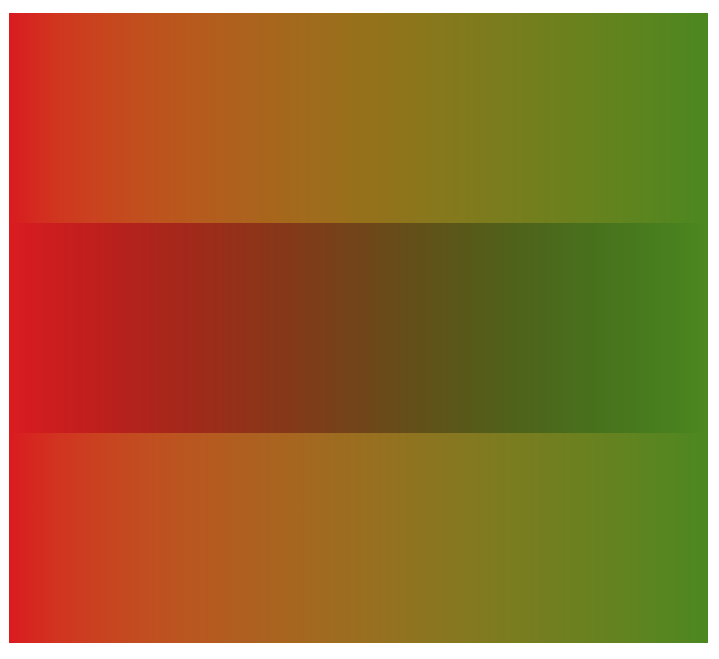red to green gradient in three colorspaces