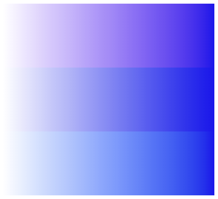 white to blue gradient in three colorspaces