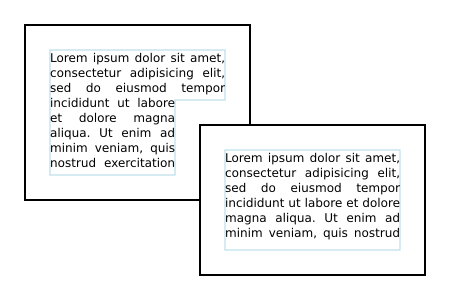Image showing horizontal text wrapped inside two overlapping rectangles.