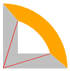 The curved corner is an arc from the top left corner
					          sweeping across the top right corner to the bottom right corner,
					          describing a quarter-ellipse;
					          but since the opposite sides have a border thickness
					          the padding edge curve starts inward from the outer arc's endpoints.