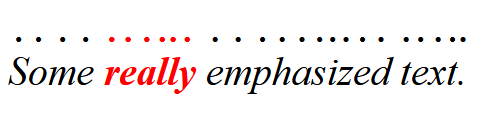 rendered emphasized text with the word 'really' in red with red emphasis dots