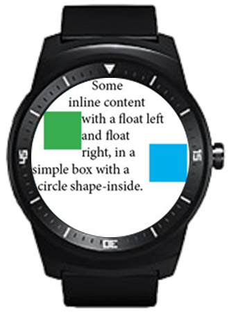 A layout of web contents with shape-inside: display