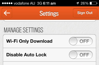 Audible's app settings on iOS
