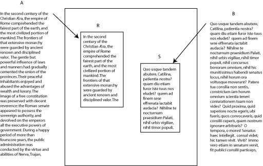 This figure shows two flows; flow A mapped to region R, and flow B mapped to region S.