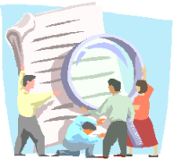 people checking a document