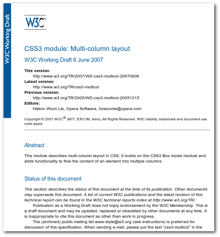 CSS
	Multi-column Layout Module