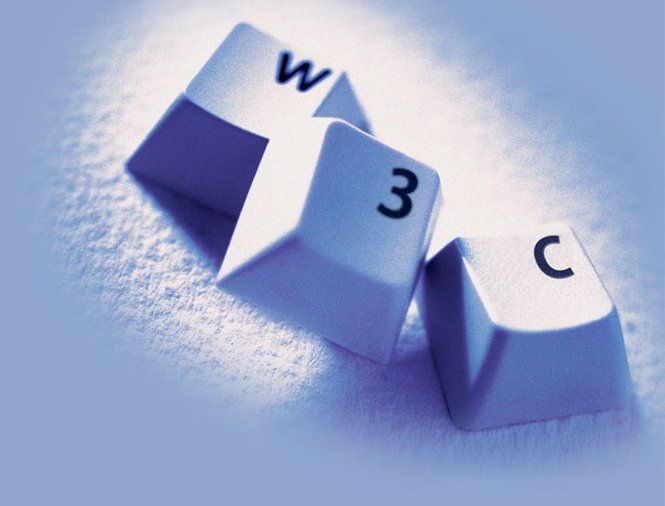 W3C as letters on 3 plastic buttons from a keyboard
