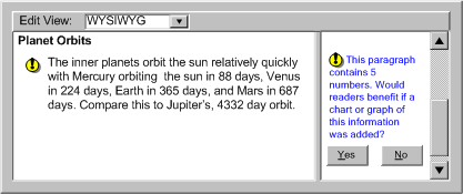 Screen shot demonstrating a system that prompts for visual alternatives.