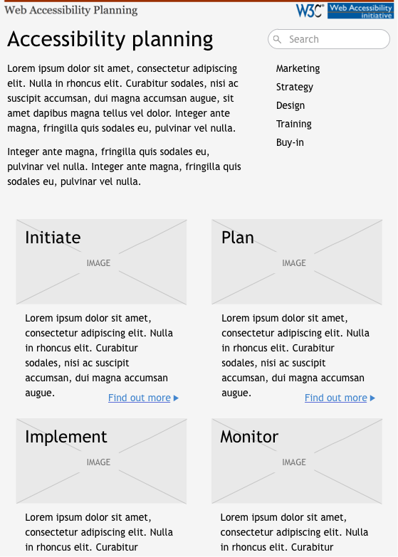 Planning overview page. Should be first point of contact and links to main planning categories