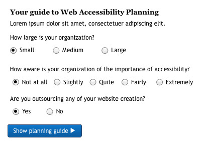 Introduction text with three simple questions and a next button