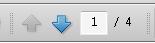 Page Navigation toolbar in Adobe Acrobat Pro, displaying the page number in a text box, which users can change to move to another page. In addition, users can select the arrows to move one page up or down in the document. The toolbar also displays the relative page number location, e.g., page 1 of 4 pages.