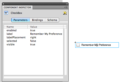 Setting a component's label in the Component Inspector Panel