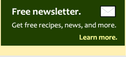 Example of image text: Free newsletter. Get free recipes, news, and more. Learn more.