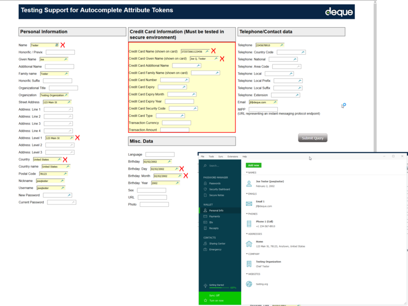 Screen Capture: autocomplete form completed by Dashlane