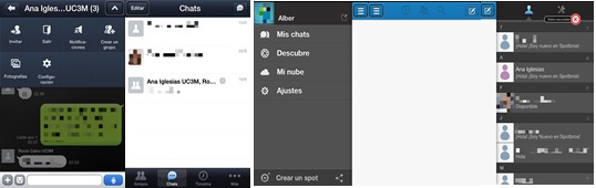 Line (left) and Spotbros (right) doesn't have User Interface elements with name, like buttons.