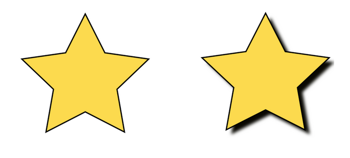 Two yellow star symbols, the second has a dark drop-shadow.