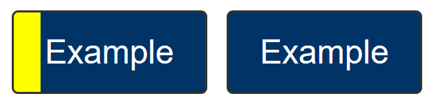 Two dark blue buttons on a white background. The left button has a very thick yellow block of color left of the text.