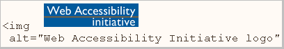 изображение логотипа; HTML разметке img alt='Web Accessibility Initiative logo'