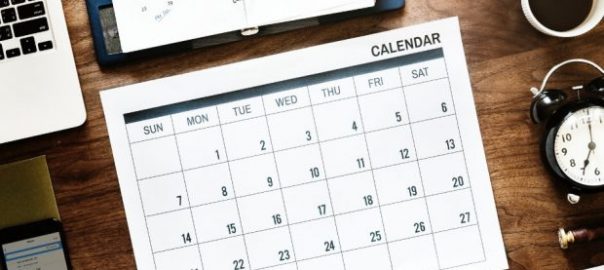 A calendar on a desk