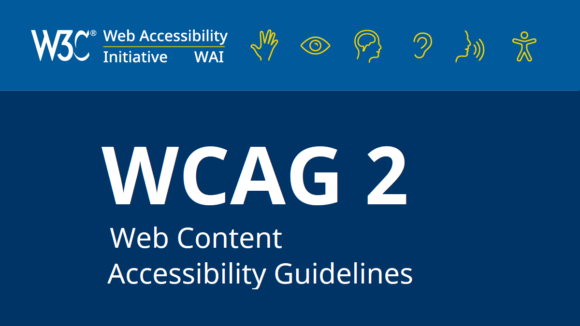 Screenshot showing the w3c logo and the title of the W3C WCAG 2 Web Content Accessibility Guidelines