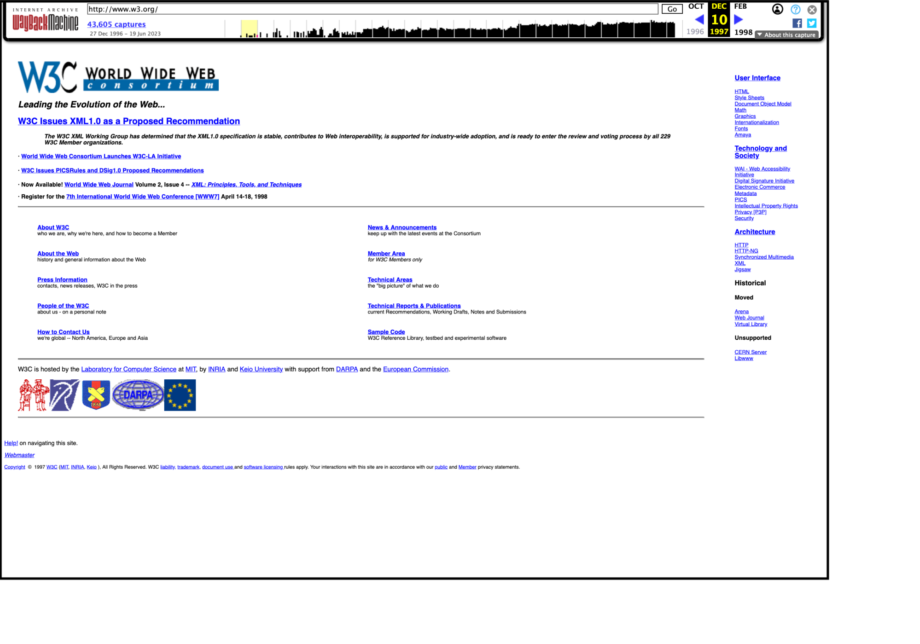 screenshot of the 1997-12-10 capture of the site on the WayBack Machine