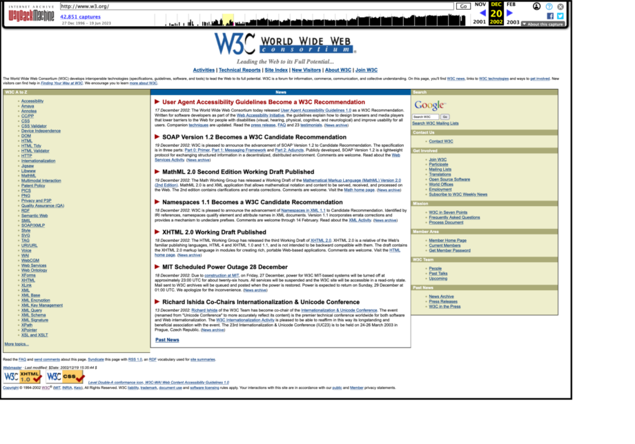 screenshot of the 2002-12-20 capture of the site on the WayBack Machine