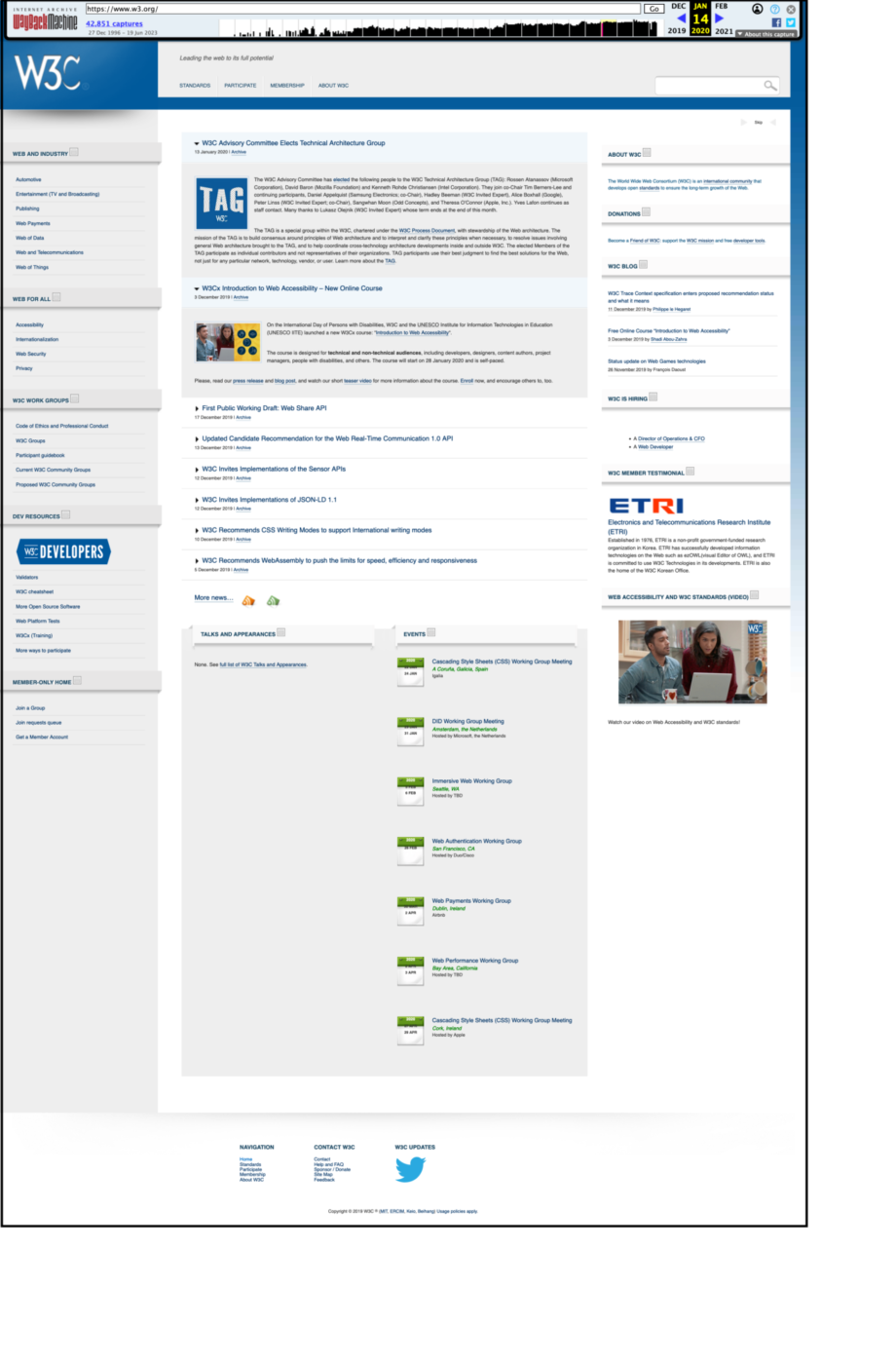 screenshot of the 2020-01-14 capture of the site on the WayBack Machine