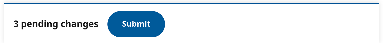 Screenshot of the sticky summary of pending changes, showing 3 pending changes and a submit button