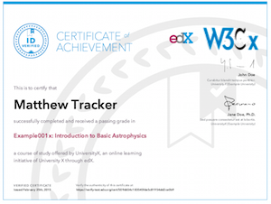Example of a W3Cx Verified Certificate