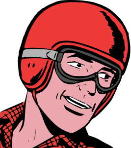comics illustration of a man wearing a helmet and goggles