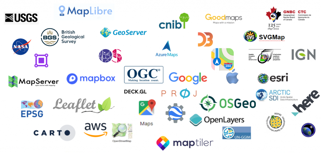 Many Web map provider logos