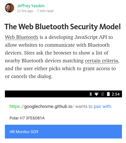 The Web Bluetooth Security Model