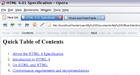 Screenshot of the Opera browser showing the navigation bar