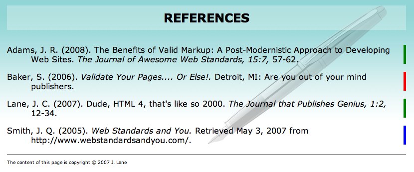 how to write a website in references