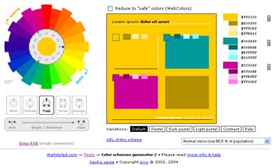 Online triadic colour scheme