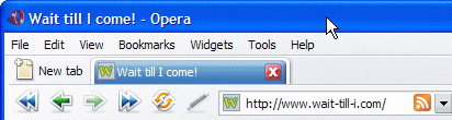 Screenshot of the Opera browser showing a RSS icon in the navigation bar